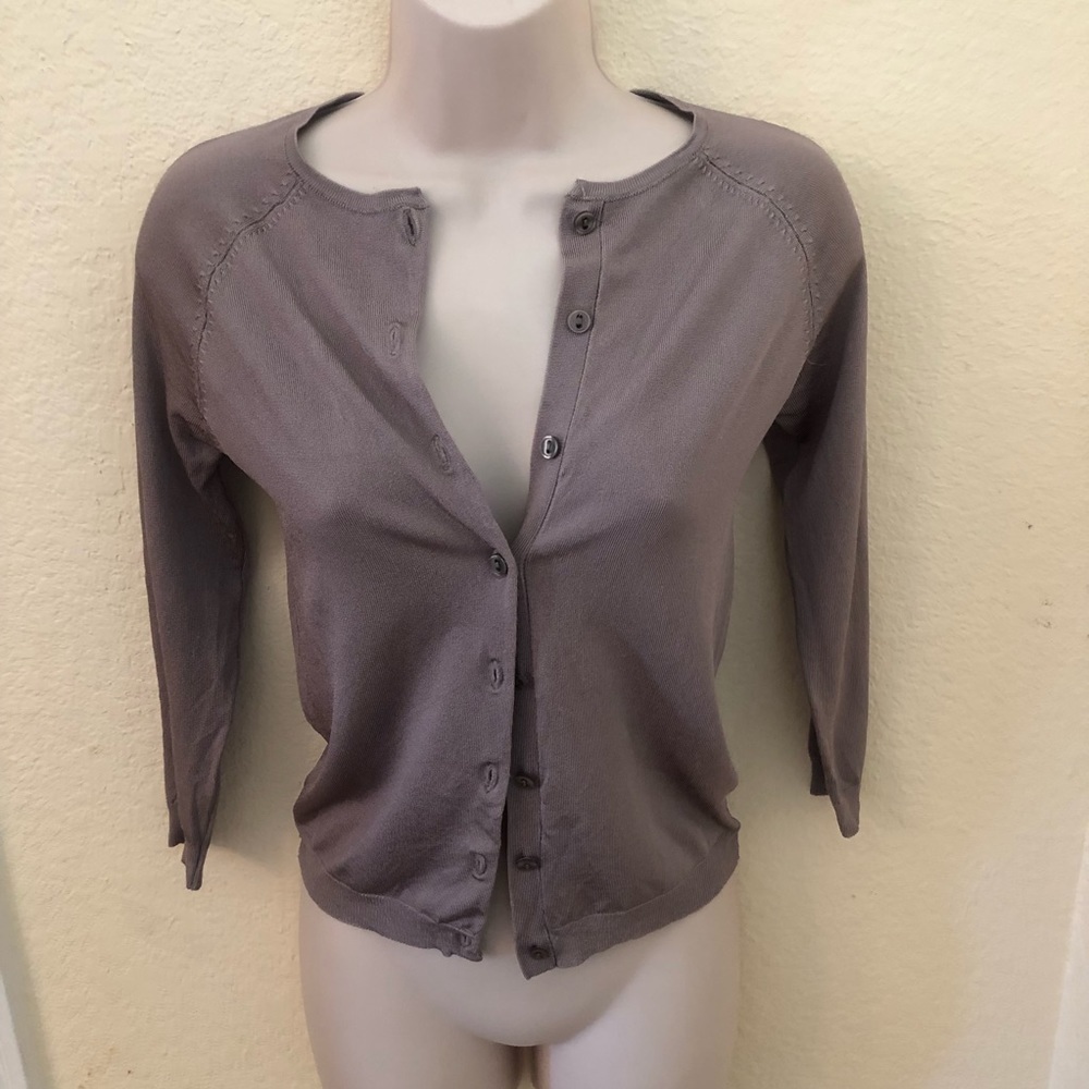 zara beige button down sweater, small - Picture 4 of 11